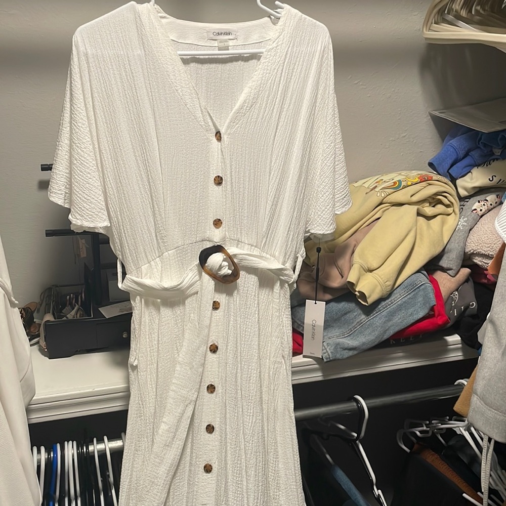 Maxi white linen dress
